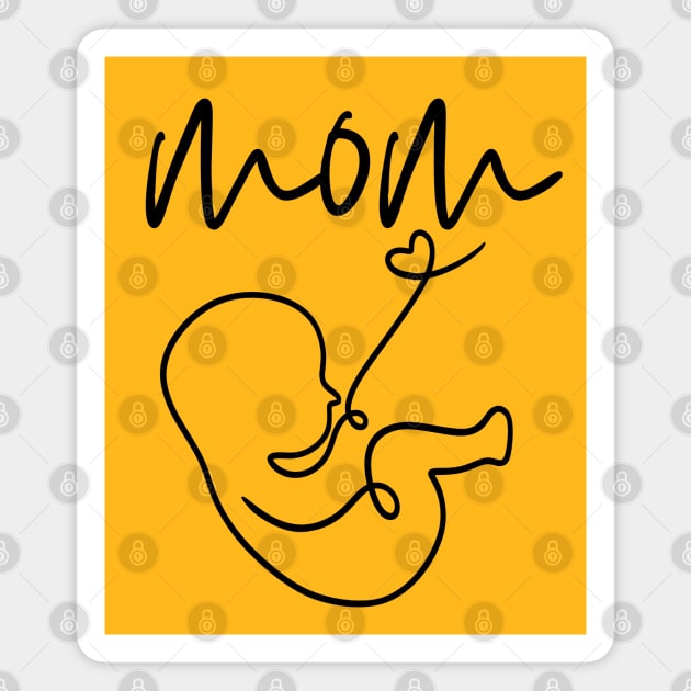 New Mom and Baby Minimalist Line Art Gift Magnet by TuncGK